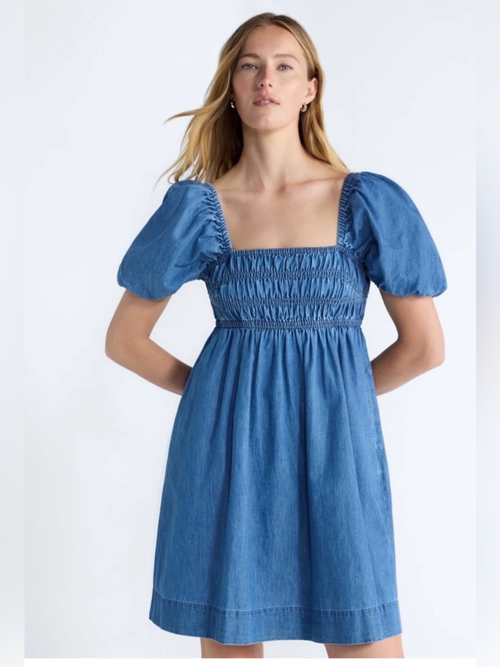 Free Assembly Women’s with Puff Sleeve Peasant Mini Dress